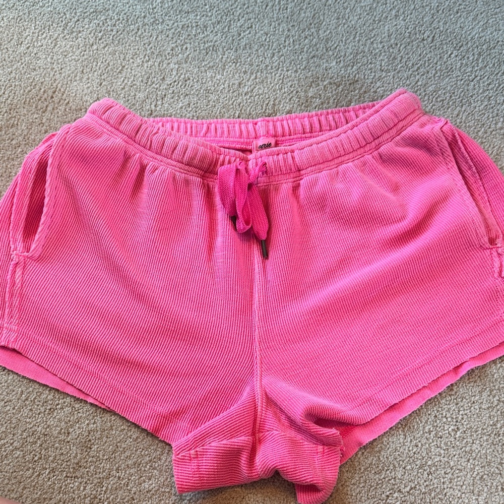 Aerie Women's Pink Ribbed Lounge Shorts